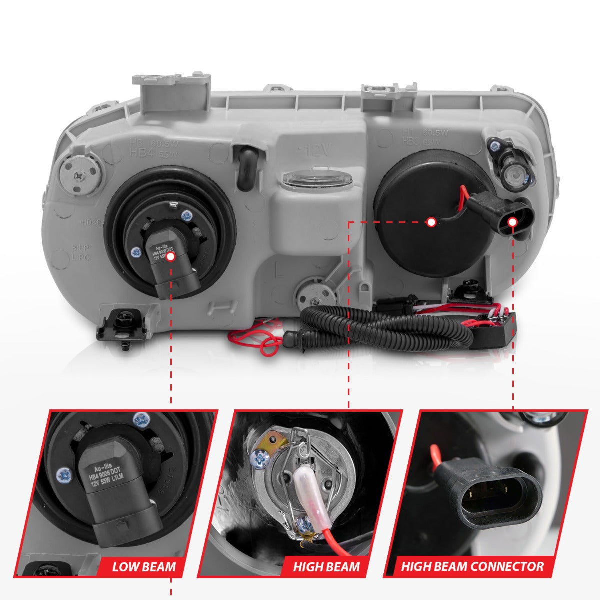 ACURA INTEGRA 94-97 PROJECTOR HALO HEADLIGHTS BLACK