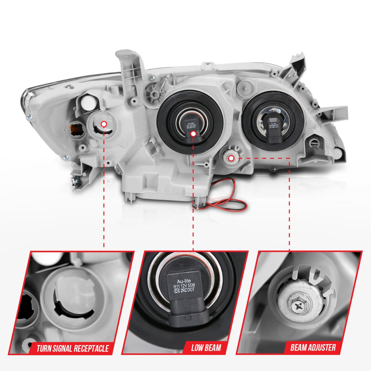 TOYOTA CAMRY 07-09 PROJECTOR HEADLIGHTS CHROME W/ RX HALO