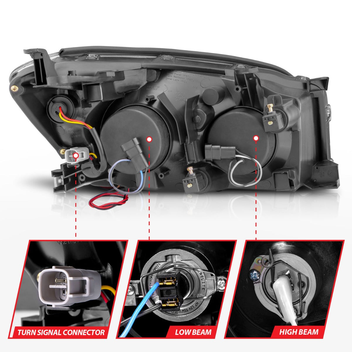 TOYOTA RAV-4 06-08 PROJECTOR HEADLIGHTS BLACK W/ RX HALO