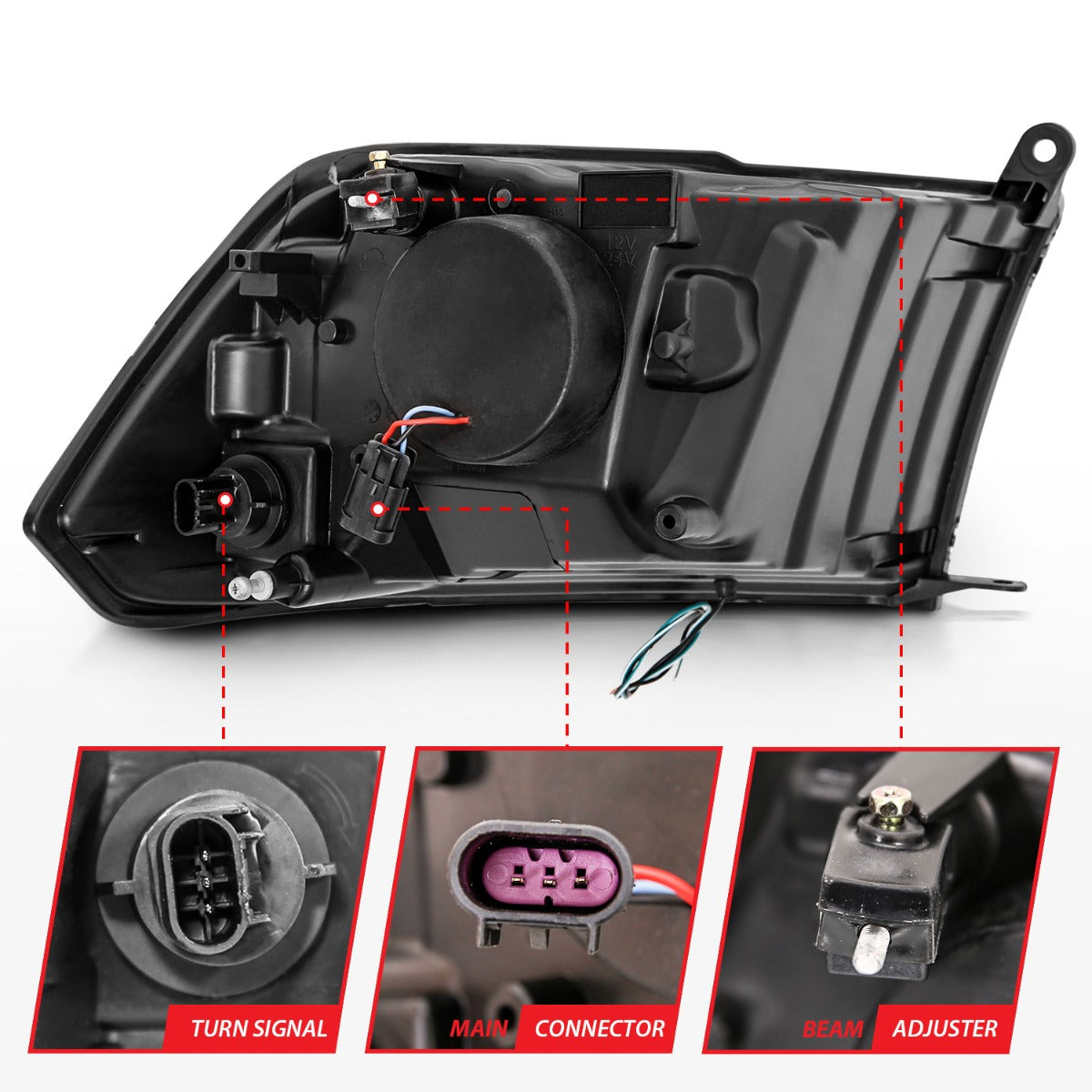DODGE RAM 1500 09-18 / RAM 2500/3500 10-18 PROJECTOR PLANK STYLE HEADLIGHTS BLACK CLEAR (FOR NON-PROJECTOR MODELS)