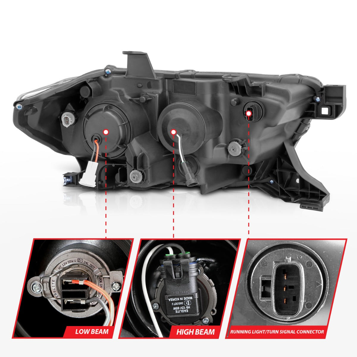 TOYOTA TACOMA 16-23 PROJECTOR PLANK STYLE HEADLIGHT BLACK (FOR HALOGEN VERSION W/ HALOGEN DRL)