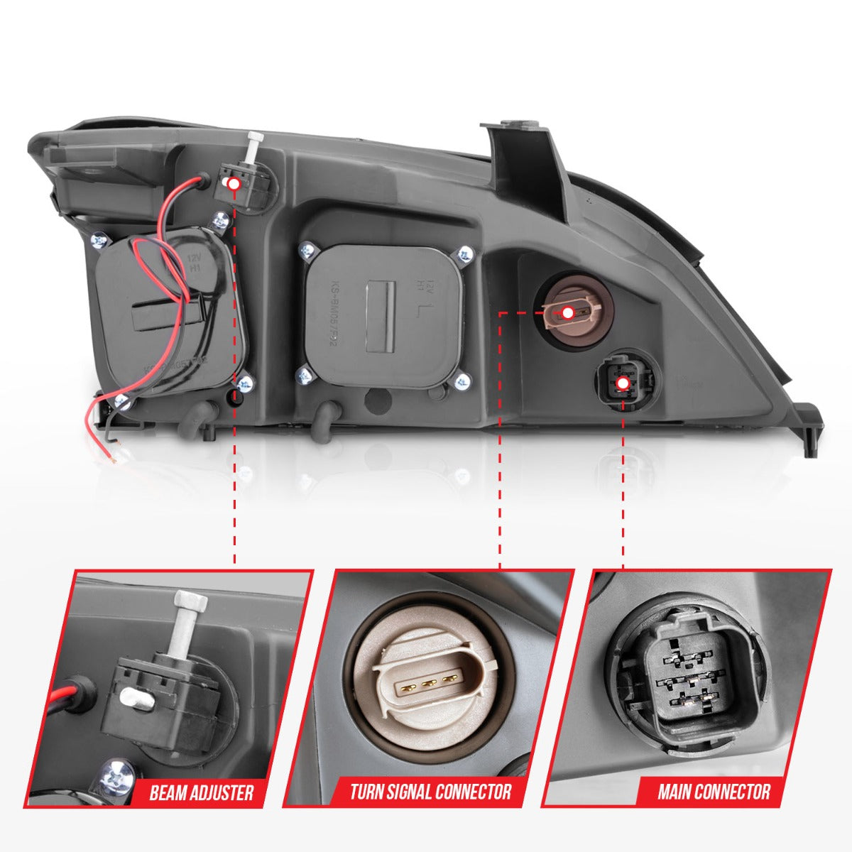 FORD FOCUS ZX4 05-07 4DR PROJECTOR HEADLIGHTS BLACK W/ RX HALO