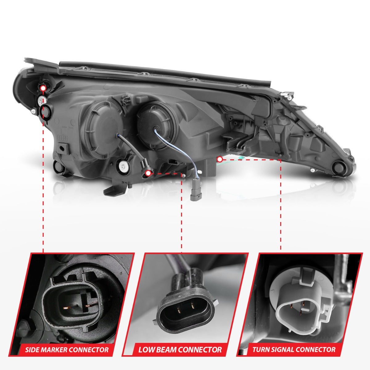 TOYOTA RAV-4 13-15 PROJECTOR PLANK STYLE HEADLIGHTS BLACK (FOR HALOGEN ONLY)
