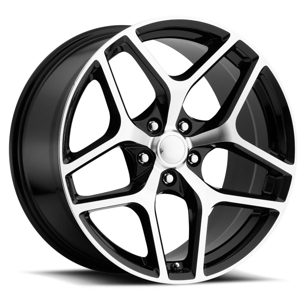 20X11 5X120 +43 HB 66.9 CAMARO Z28 FLOW FORM GLOSS BLACK MACHINE FACE WITH CAP-SR1 Performance