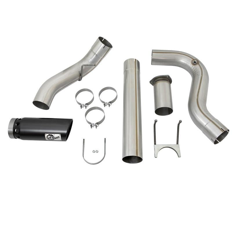 aFe ATLAS 5in DPF-Back Alum Steel Exhaust System w/Black Tip 2017 Ford Diesel Trucks V8-6.7L (td)