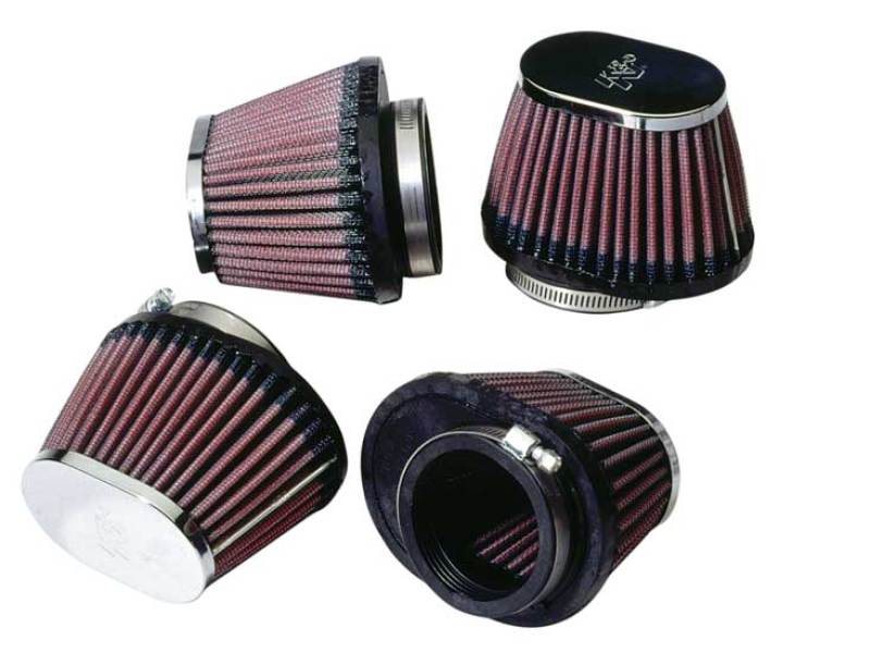 K&N Universal Chrome Oval Tapered Filter 2.125inFlgID x 4inBOL x 3inBOW x 3inTOL x 2inTOW x 2.75inH-SR1 Performance