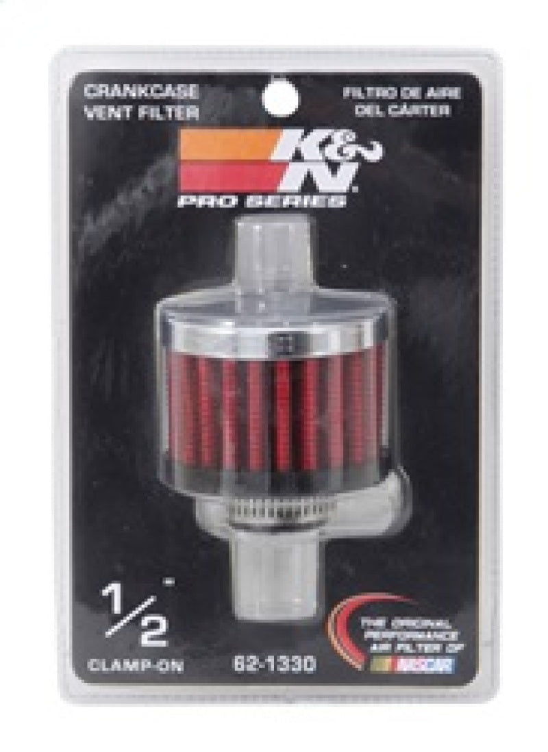K&N Clamp On Rubber Base Crankcase Vent Filter 0.5in Flange ID 2in OD 1.5in Height-SR1 Performance