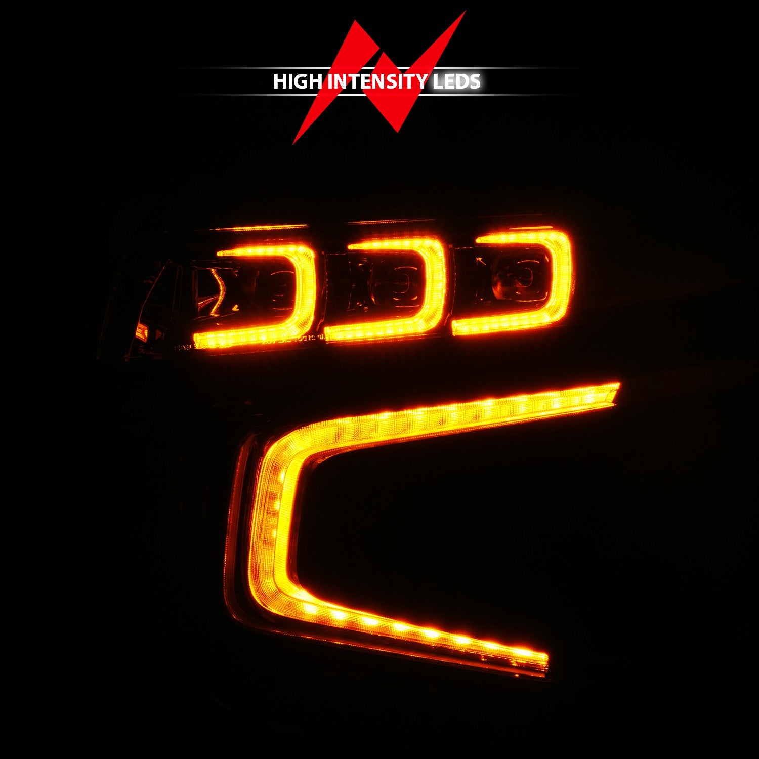 CHEVY TAHOE/SUBURBAN 21-24 FULL LED PROJECTOR HEADLIGHTS BLACK W/ AMBER DRL & INITIATION FEATURE