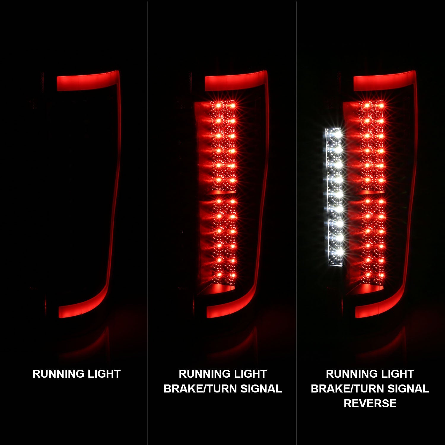 FORD F-250/350/450/550 SUPERDUTY 17-19 LED TAIL LIGHTS BLACK SMOKE LENS (RED LIGHT BAR)
