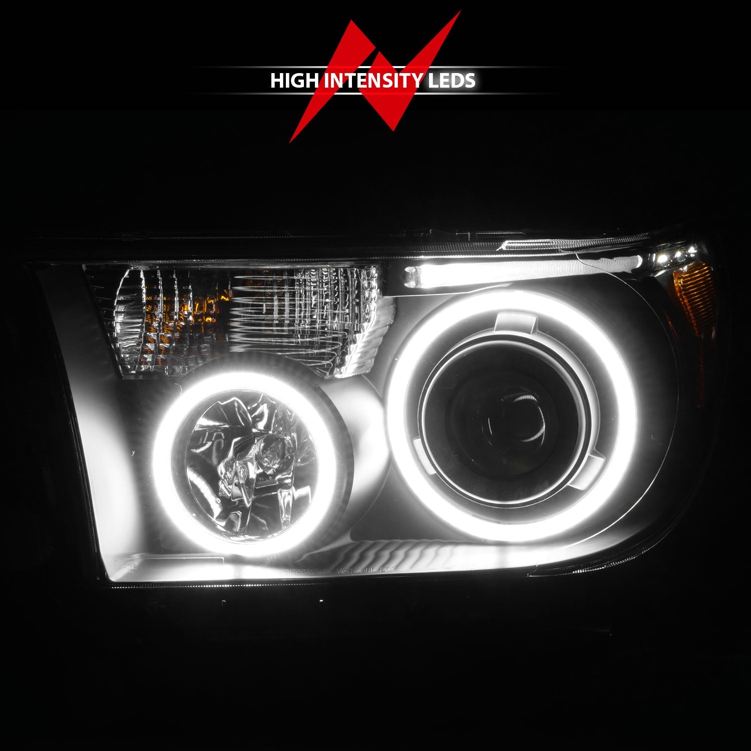 TOYOTA TUNDRA 07-13 / SEQUOIA 08-17 PROJECTOR HEADLIGHTS BLACK W/ RX HALO & LED BAR
