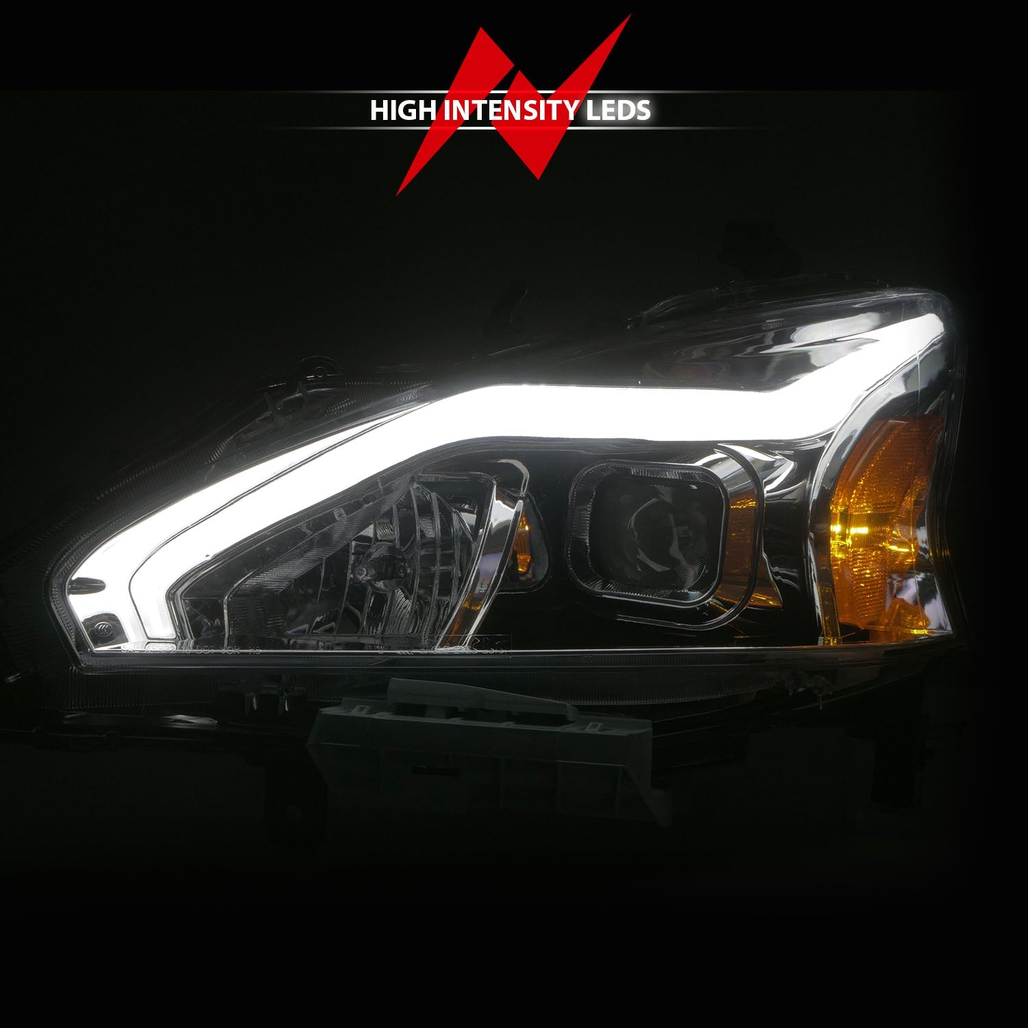 NISSAN ALTIMA 13-15 4DR PROJECTOR LIGHT BAR G2 HEADLIGHTS CHROME (FOR HALOGEN MODELS ONLY)