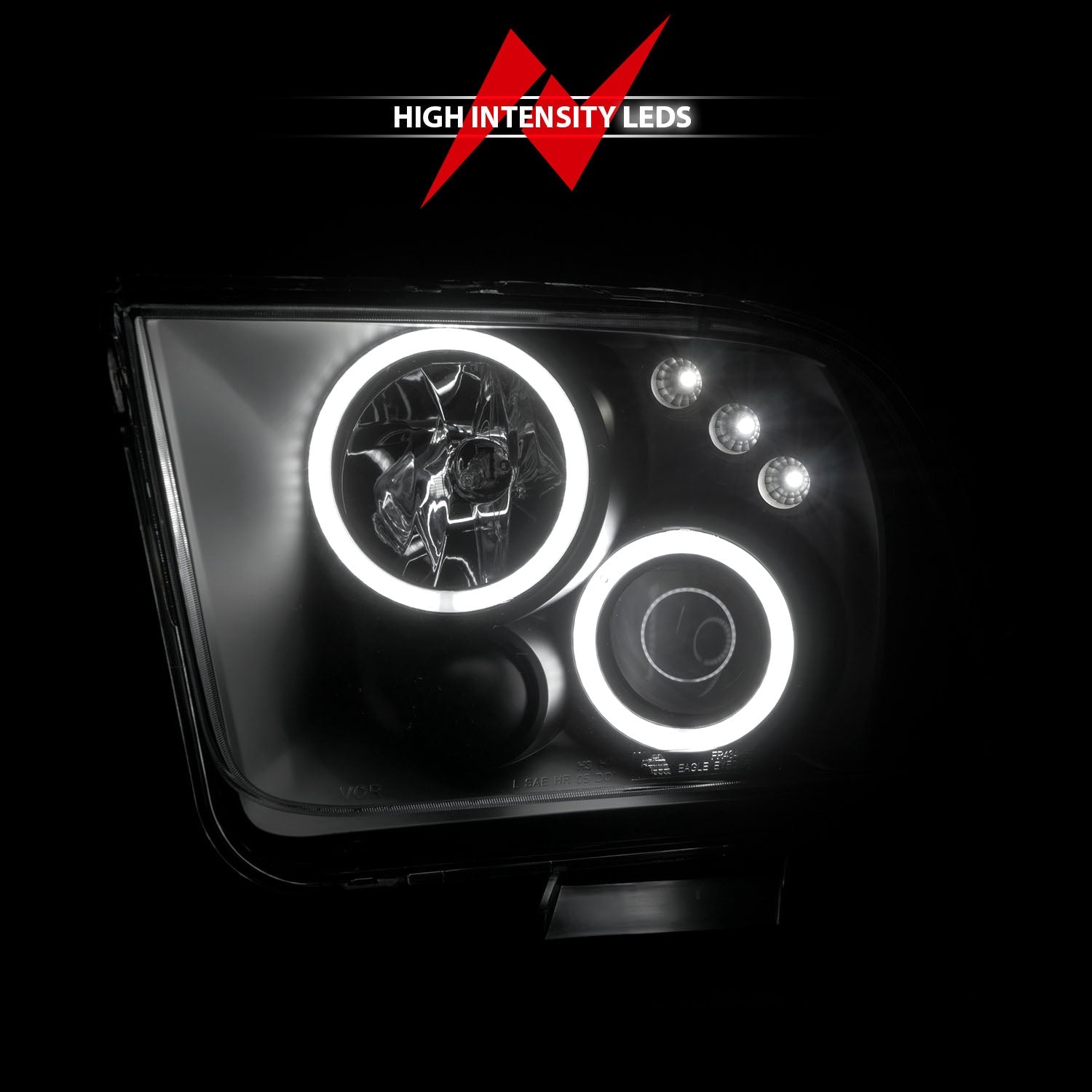 FORD MUSTANG 05-09 PROJECTOR HEADLIGHTS BLACK W/ RX HALO
