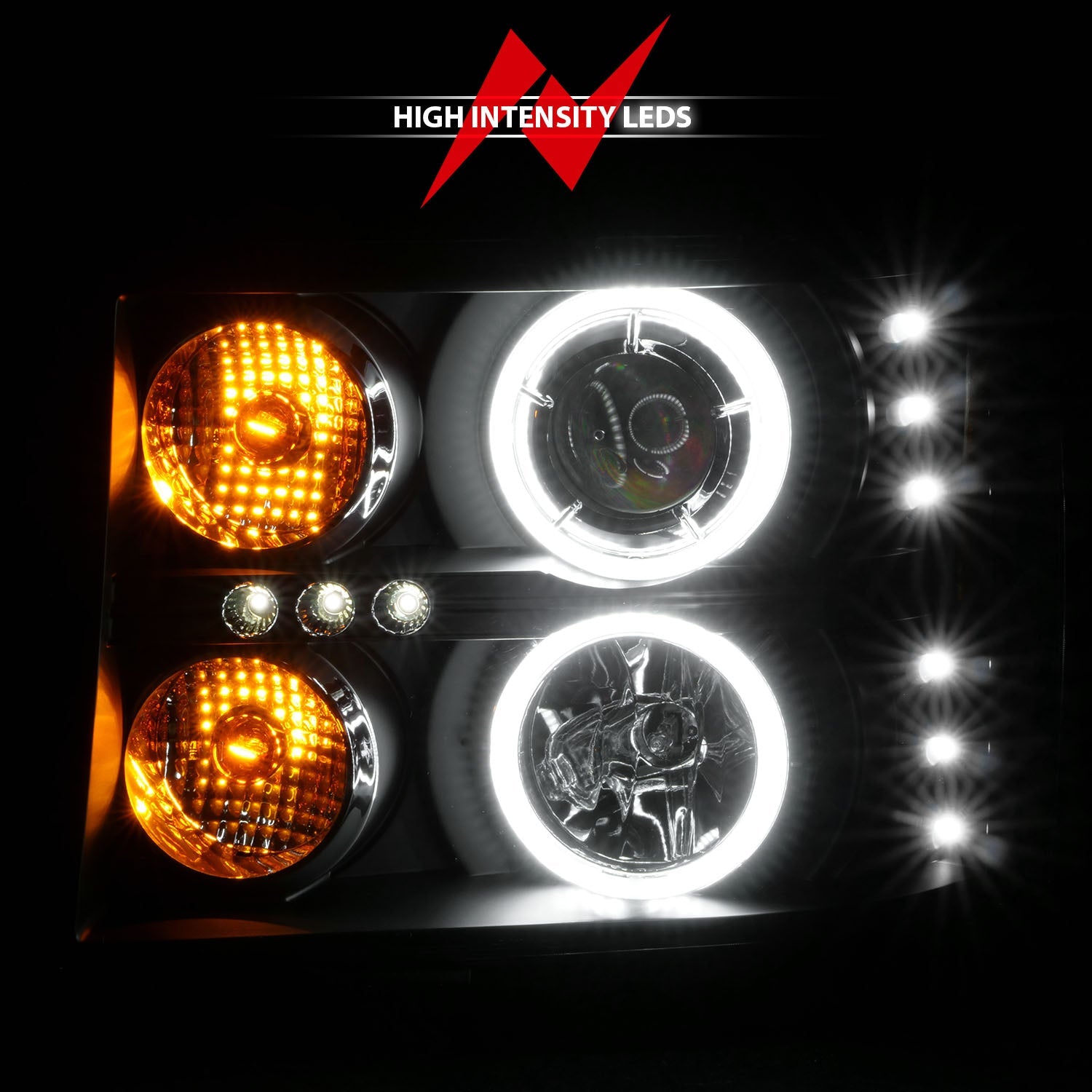 GMC SIERRA 1500 07-13 / 2500/3500 07-14 PROJECTOR HEADLIGHTS BLACK W/ RX HALO