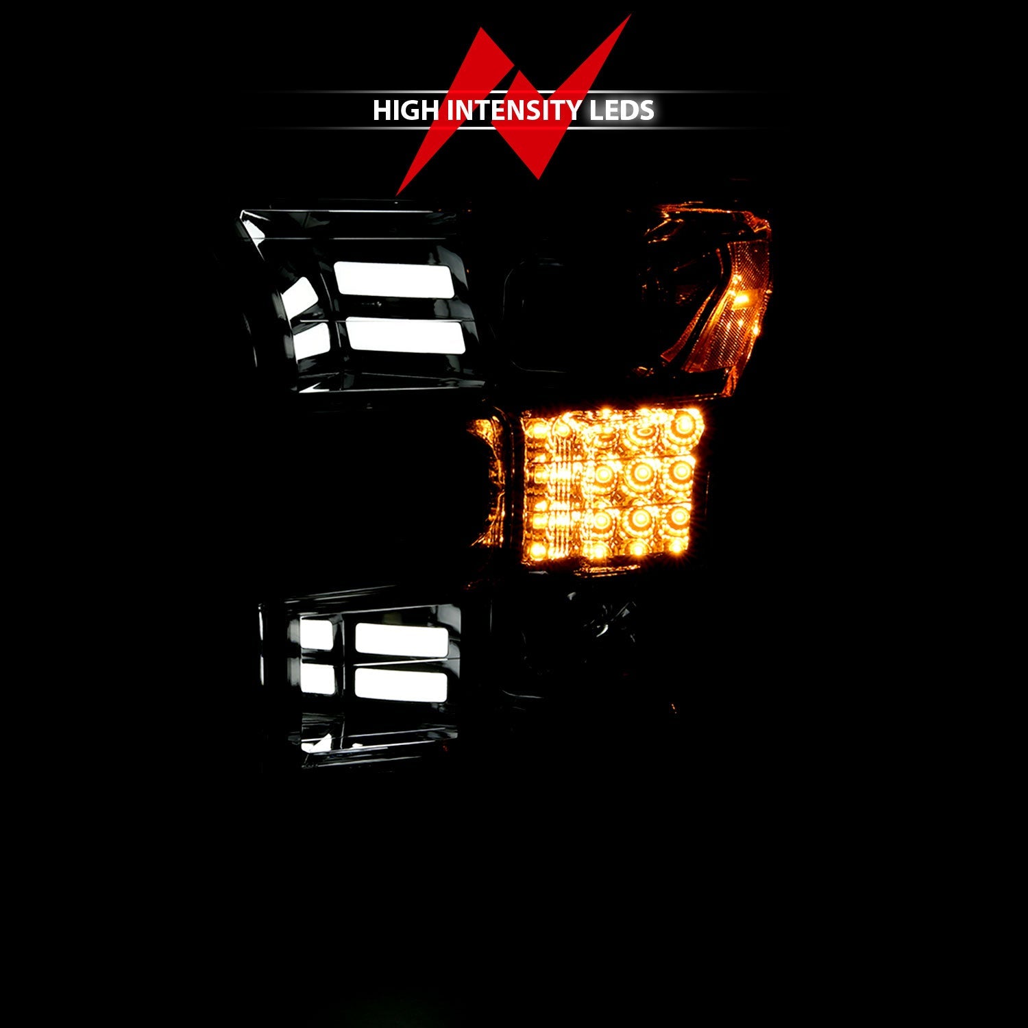 FORD F-150 15-17 PROJECTOR BAR STYLE HEADLIGHTS CHROME W/ SEQUENTIAL SIGNAL (FOR HALOGEN MODELS ONLY)