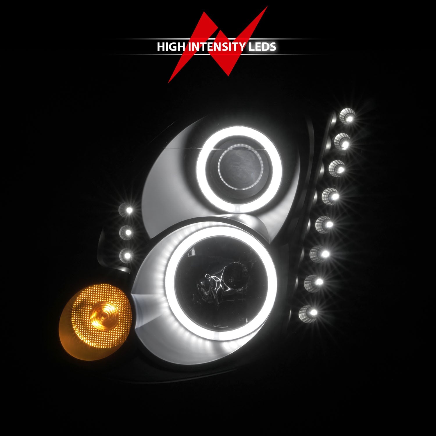 INFINITI G35 03-07 2DR PROJECTOR HEADLIGHTS BLACK W/ RX HALO (FOR HID, HID KIT NOT INCLUDED)