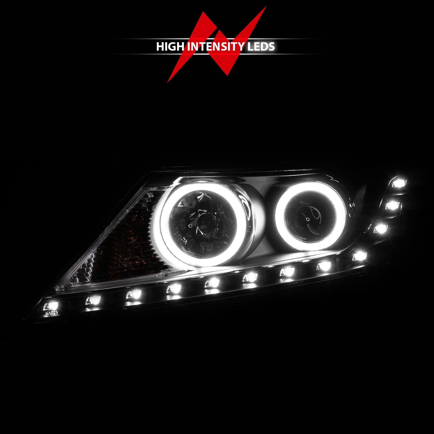 KIA SORENTO 11-13 PROJECTOR HEADLIGHTS BLACK W/ RX HALO