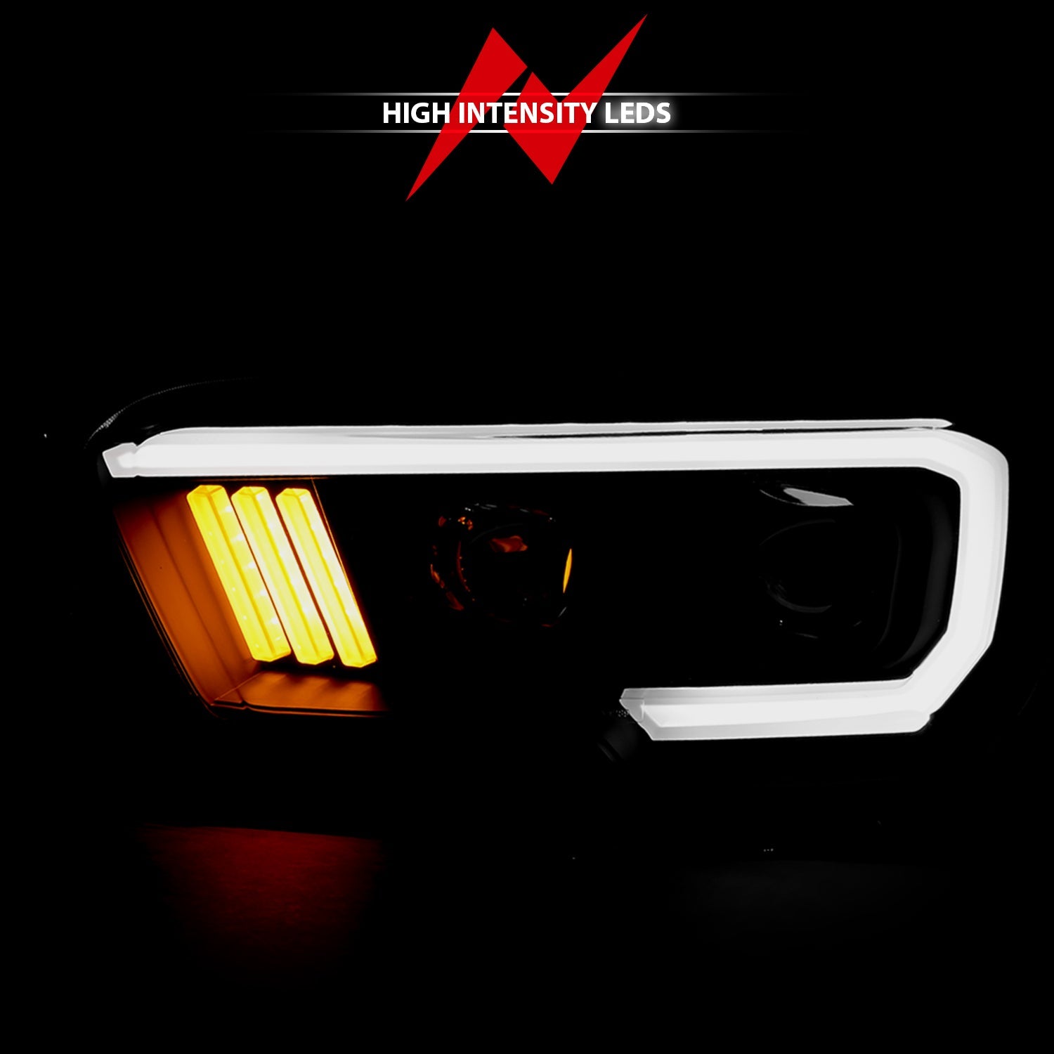 TOYOTA TACOMA 16-23 PROJECTOR PLANK STYLE HEADLIGHTS BLACK (FOR HALOGEN VERSION W/ LED DRL)