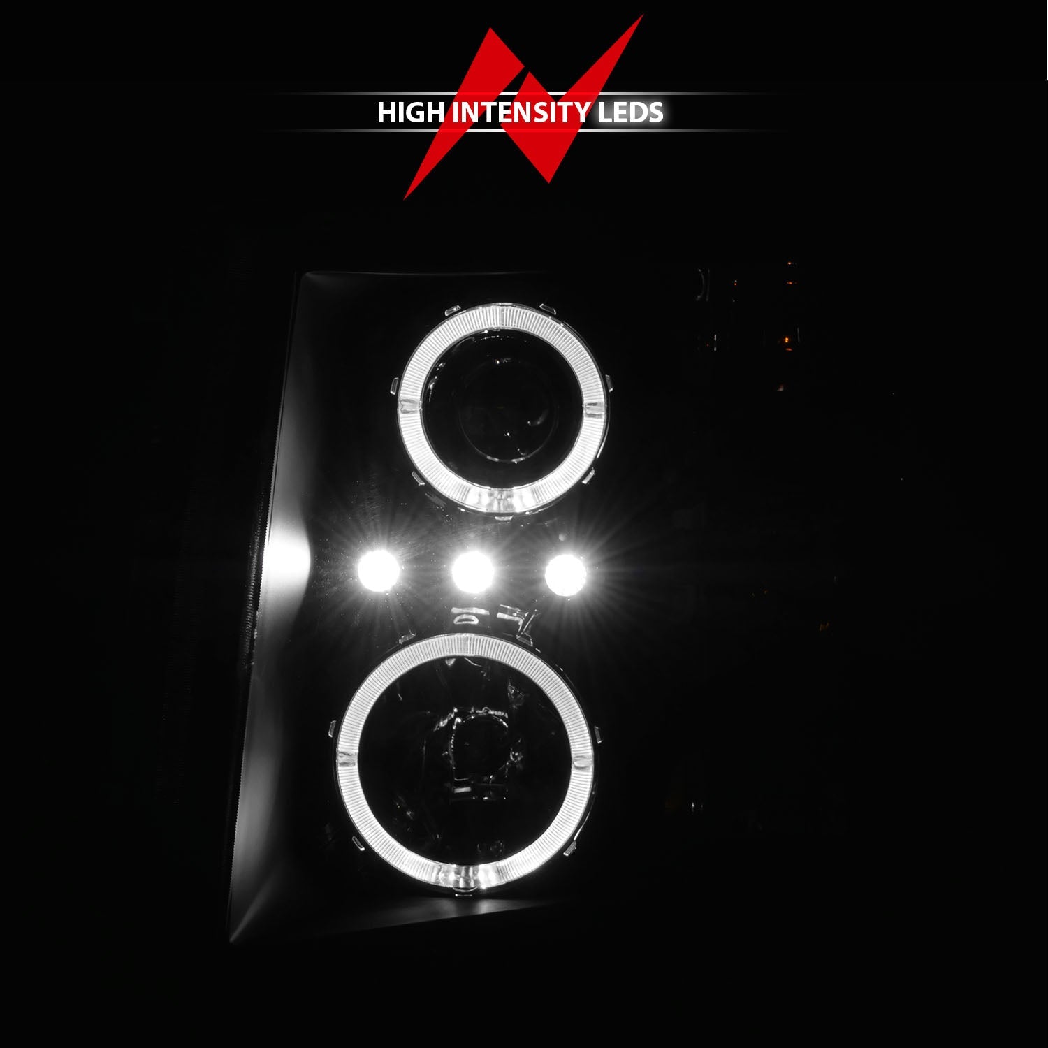 CHEVY SILVERADO 1500 07-13 / 2500HD/3500HD 07-14 PROJECTOR HALO HEADLIGHTS BLACK