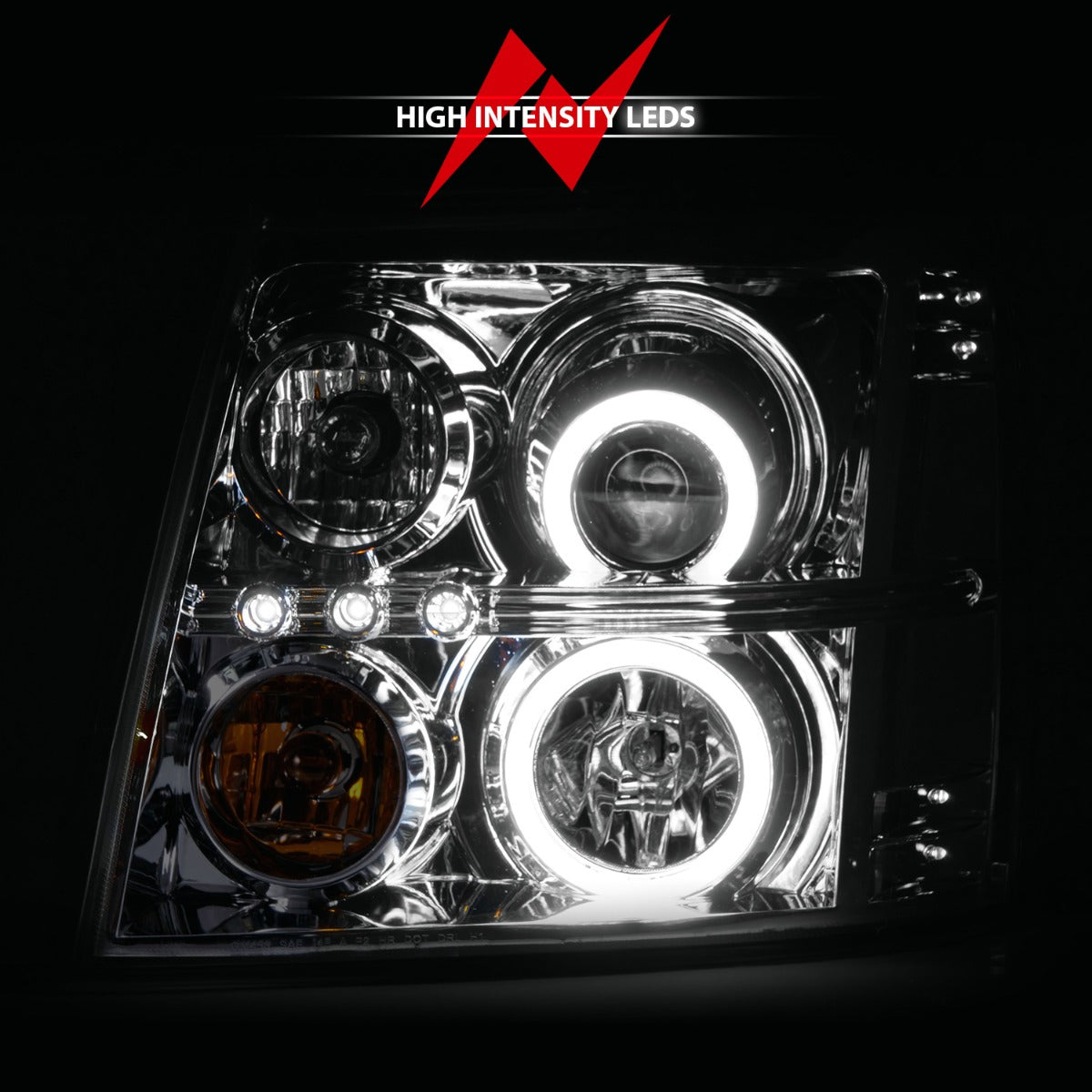 CADILLAC ESCALADE / ESCALADE ESV 03-06 PROJECTOR HEADLIGHTS CHROME W/ RX HALO (FOR HID, NO HID KIT)