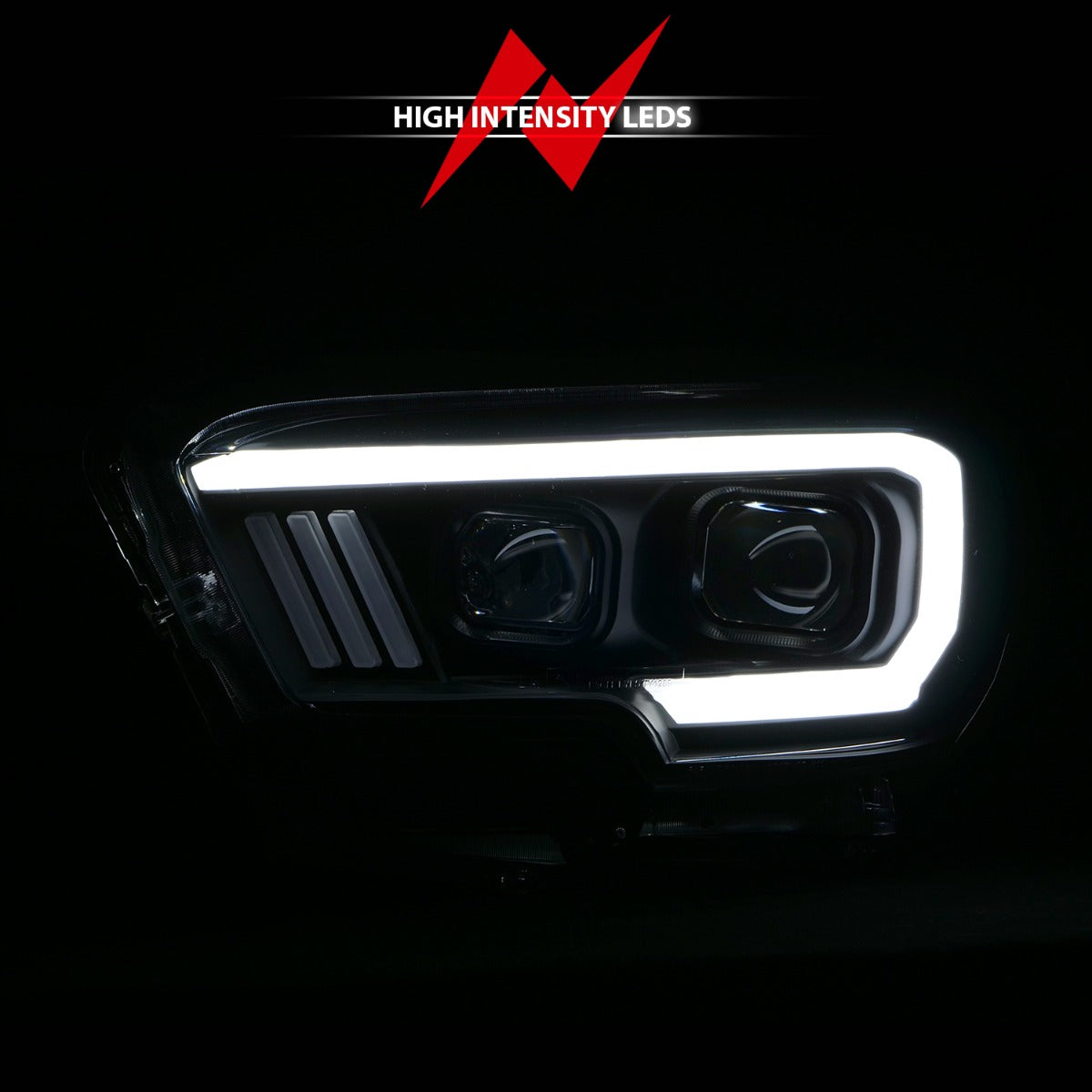 TOYOTA TACOMA 16-23 PROJECTOR PLANK STYLE HEADLIGHT BLACK (FOR HALOGEN VERSION W/ HALOGEN DRL)