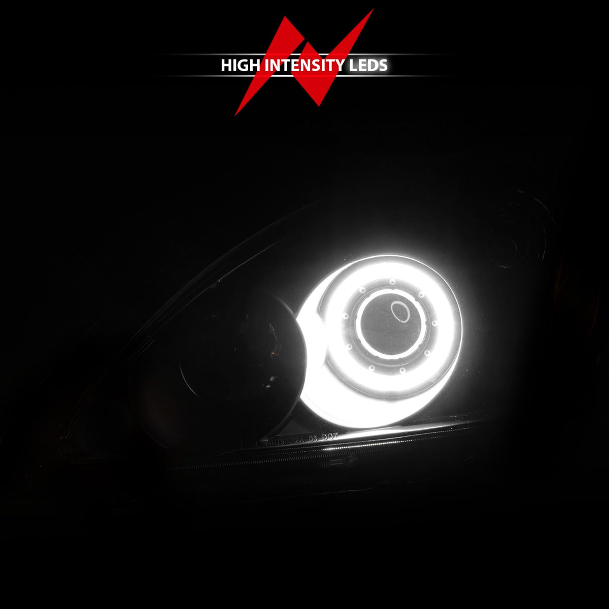 MITSUBISHI LANCER 04-07 PROJECTOR HEADLIGHTS BLACK W/ RX HALO