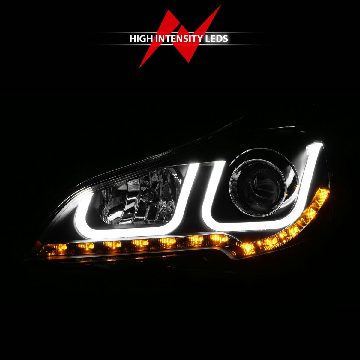 SUBARU OUTBACK/ LEGACY 10-12 PROJECTOR U-BAR HEADLIGHTS BLACK W/ LED SIGNAL