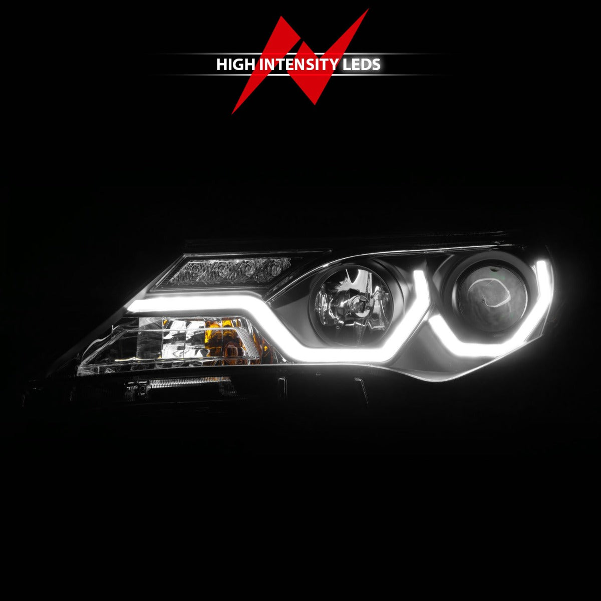 TOYOTA RAV-4 13-15 PROJECTOR PLANK STYLE HEADLIGHTS BLACK (FOR HALOGEN ONLY)