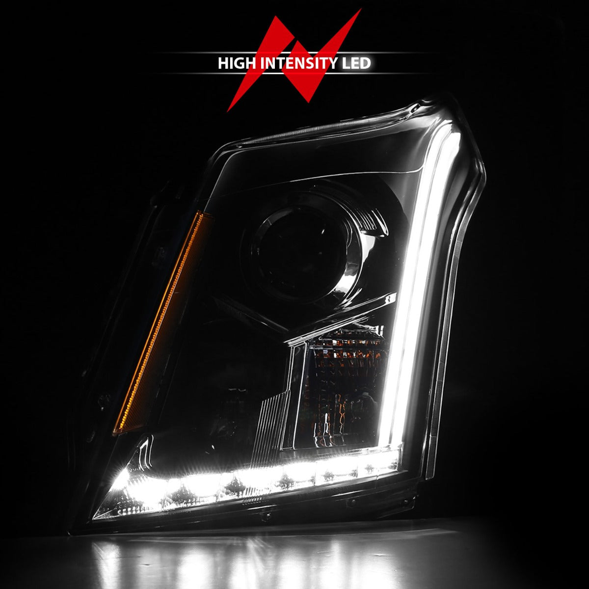 CADILLAC SRX 10-16 PROJECTOR PLANK STYLE HEADLIGHTS BLACK