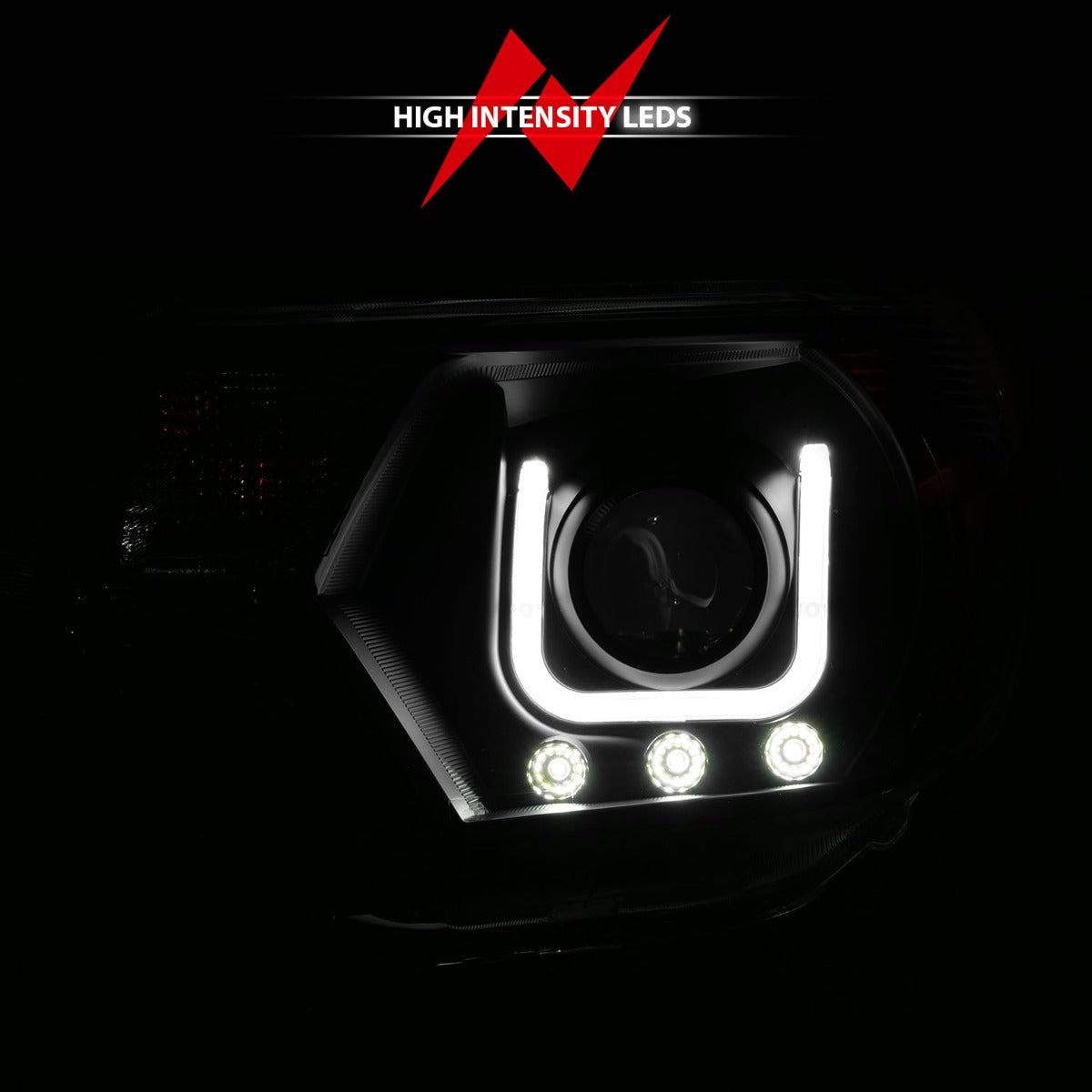 TOYOTA TACOMA 12-15 PROJECTOR U-BAR HEADLIGHTS BLACK