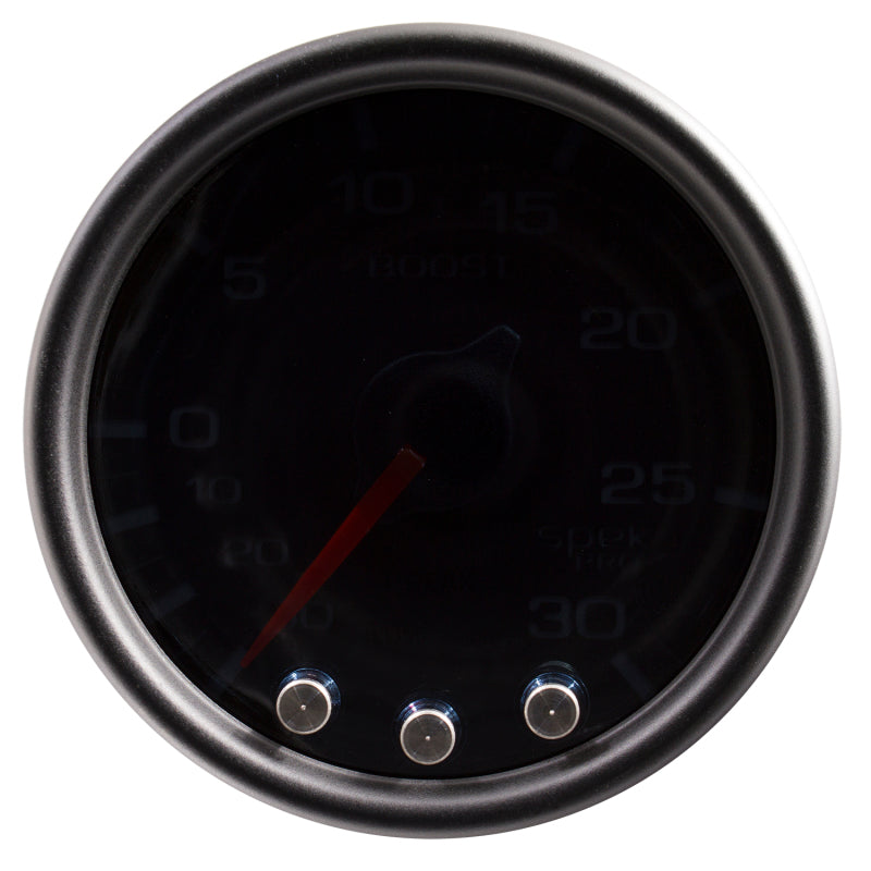Autometer Spek-Pro Gauge Vac/Boost 2 1/16in 30Inhg-30psi Stepper Motor Peak & Warn Black/Smoke/Black-SR1 Performance