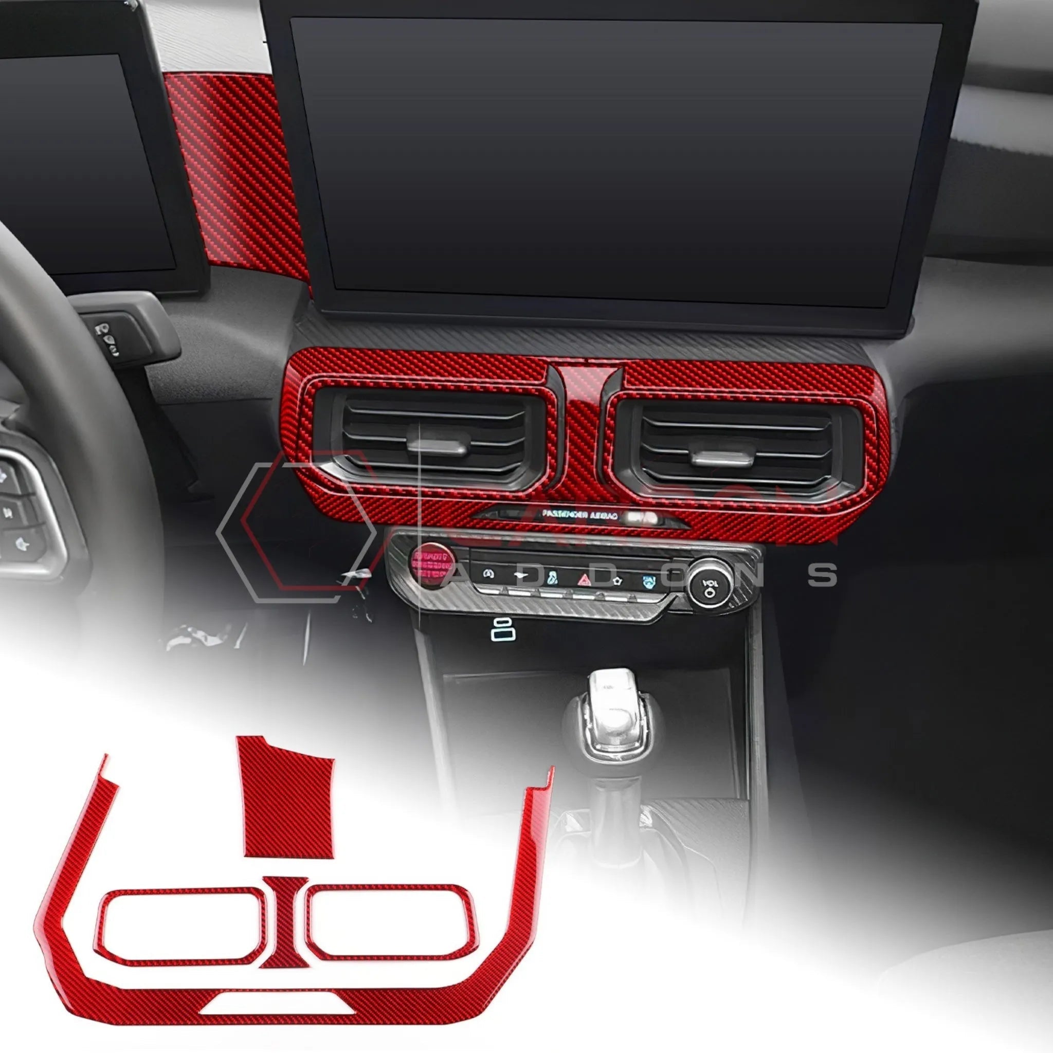 2024+ S650 Mustang Real Carbon Fiber Dash Center AC Vents Trim Overlays