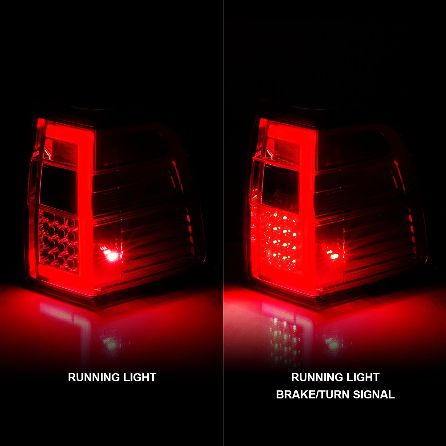FORD EXPEDITION 07-17 LED C BAR STYLE TAIL LIGHTS CHROME RED/CLEAR LENS W/ SEQUENTIAL SIGNAL