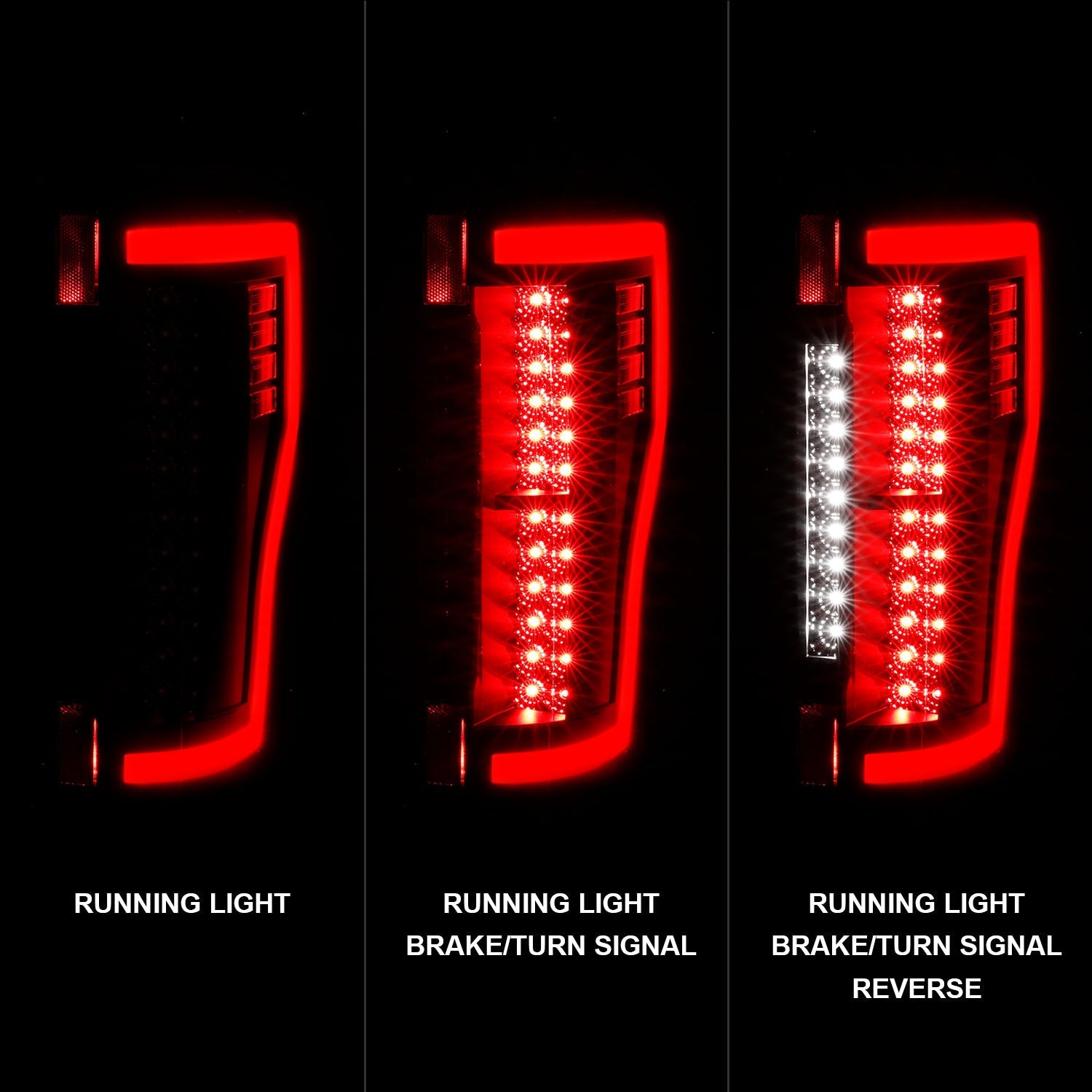 FORD F-250/350/450/550 SUPERDUTY 17-19 LED TAIL LIGHTS BLACK (RED LIGHT BAR)