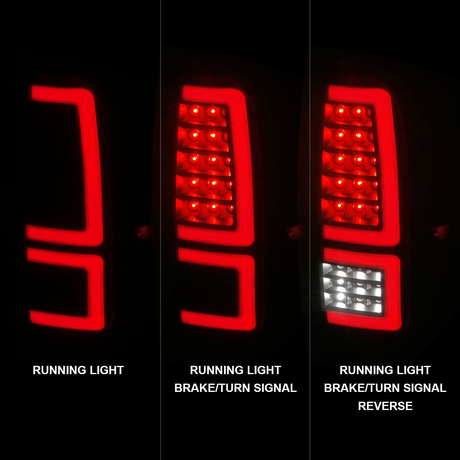 TOYOTA TUNDRA 14-21 FULL LED TAIL LIGHTS BLACK SMOKE LENS W/ SEQUENTIAL SIGNAL (RED LIGHT BAR)