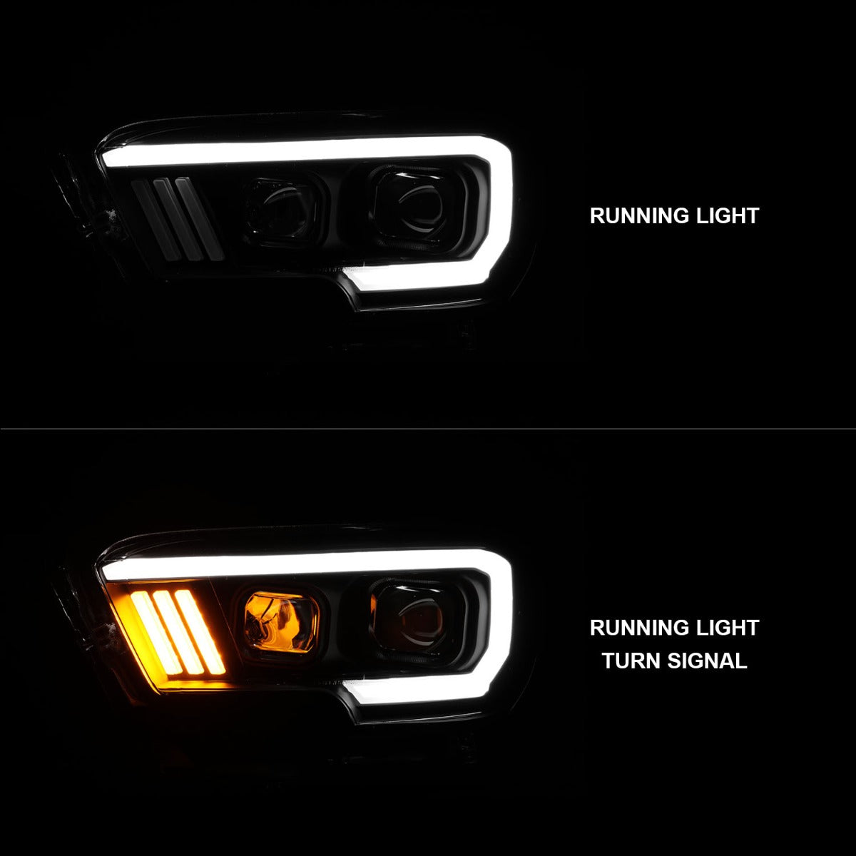 TOYOTA TACOMA 16-23 PROJECTOR PLANK STYLE HEADLIGHT BLACK (FOR HALOGEN VERSION W/ HALOGEN DRL)