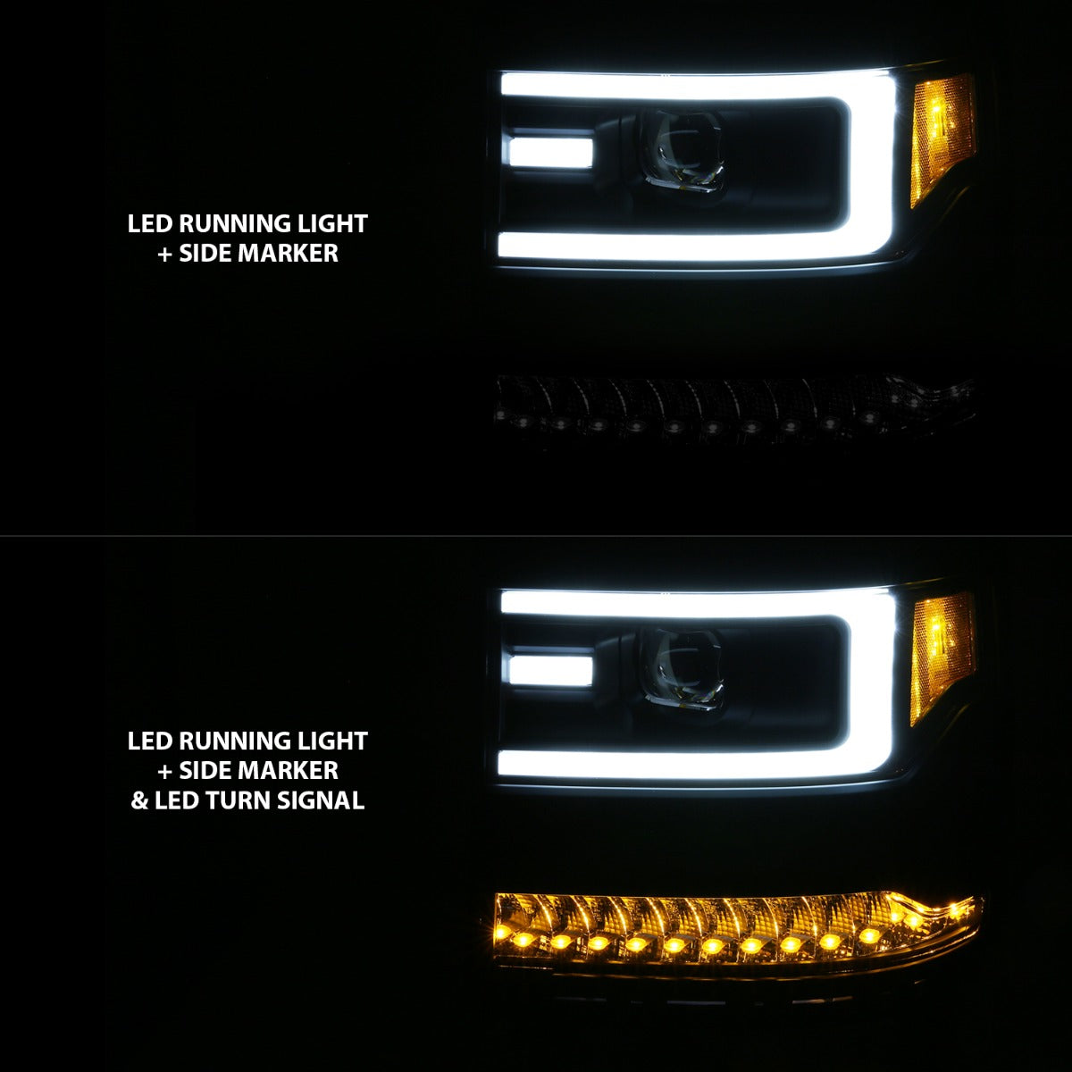 CHEVY SILVERADO 1500 16-18 PROJECTOR PLANK STYLE HEADLIGHTS CHROME (FOR HID, NO HID BULB INCLUDED)