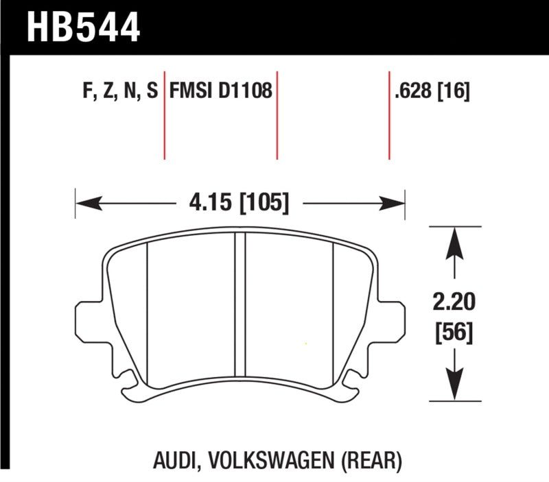 Hawk 06 Audi A6 Quattro Avant / 06-09 A6 Quattro HP+ Rear Brake Pads-SR1 Performance