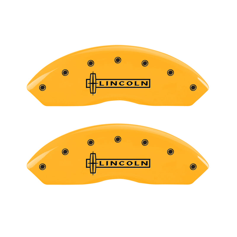 MGP Lincoln MKX Caliper Covers Set - Yellow Powder Coat with Engraved Logos (Part #36007SLC1YL)
