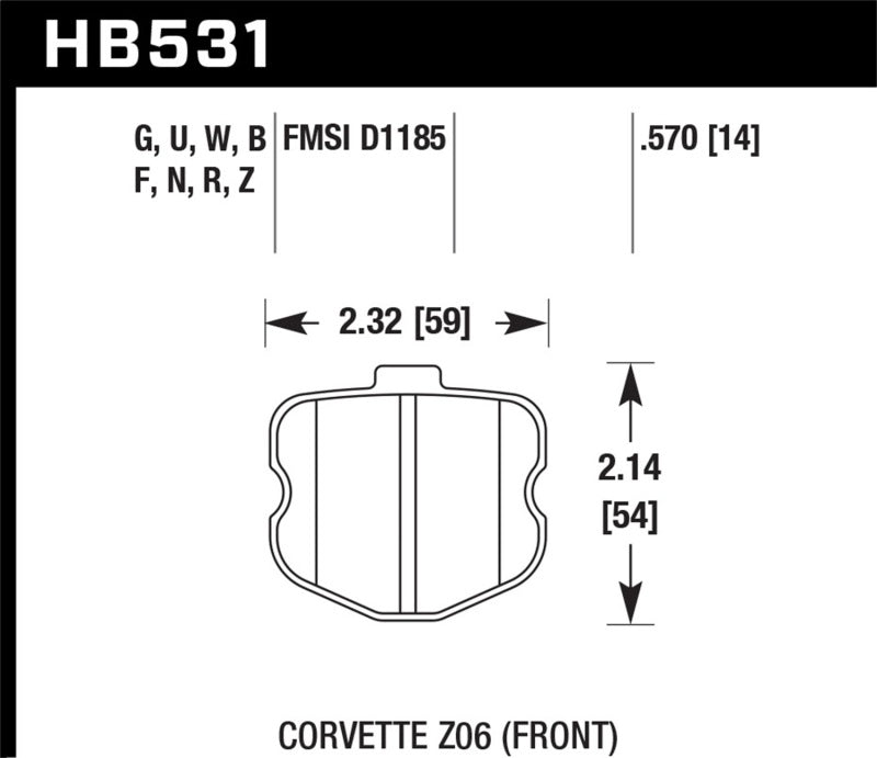 Hawk 06-10 Chevy Corvette (OEM Pad Design) Front HPS Sreet Brake Pads-SR1 Performance