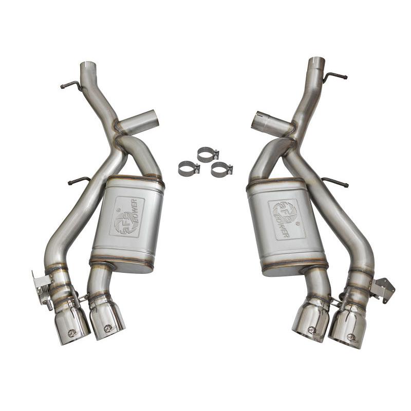 aFe MACHForce XP 3in 304 SS Axle-Back Dual Exhaust (NPP) w/ Polished Tips 16-17 Camaro SS V8-6.2L