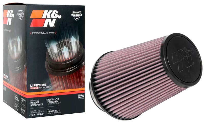 K&N Universal Clamp-On Air Filter 4in FLG / 6-1/2in B / 4-1/2in T / 8in H-SR1 Performance
