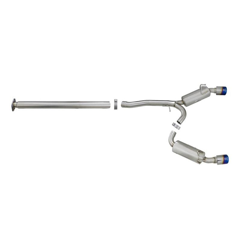 aFe Takeda 3in. to 2.5in. 304 SS C/B Exhaust 08-15 Mitsubishi EVO I4-2.0L (t) - Blue Flamed Tips-SR1 Performance