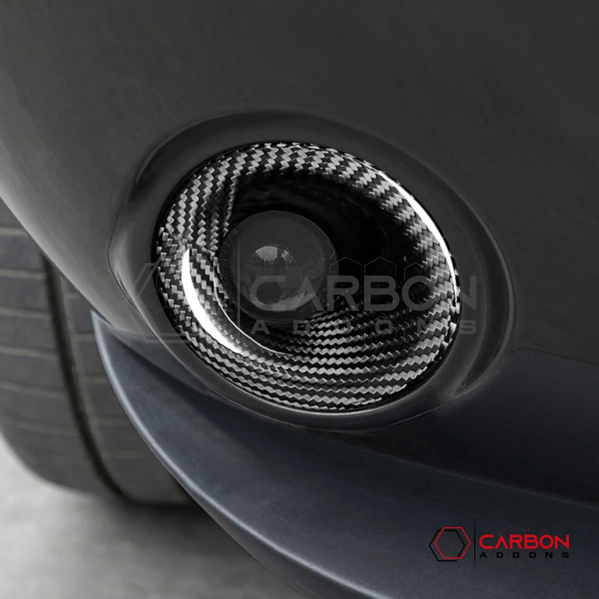 2015-2023 Dodge Challenger Fog Light Trim Real Carbon Fiber Covers
