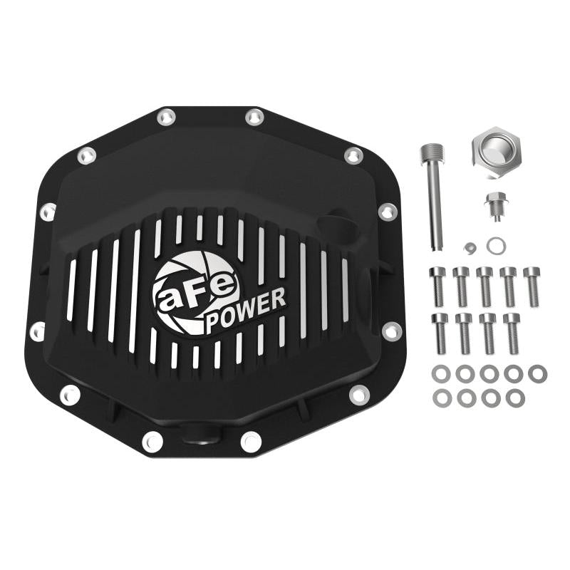 aFe POWER 21-22 Ram1500 TRX Hemi V8 6.2L PRO Series Rear Diff Cover Black w/Machined Fins & Gear Oil