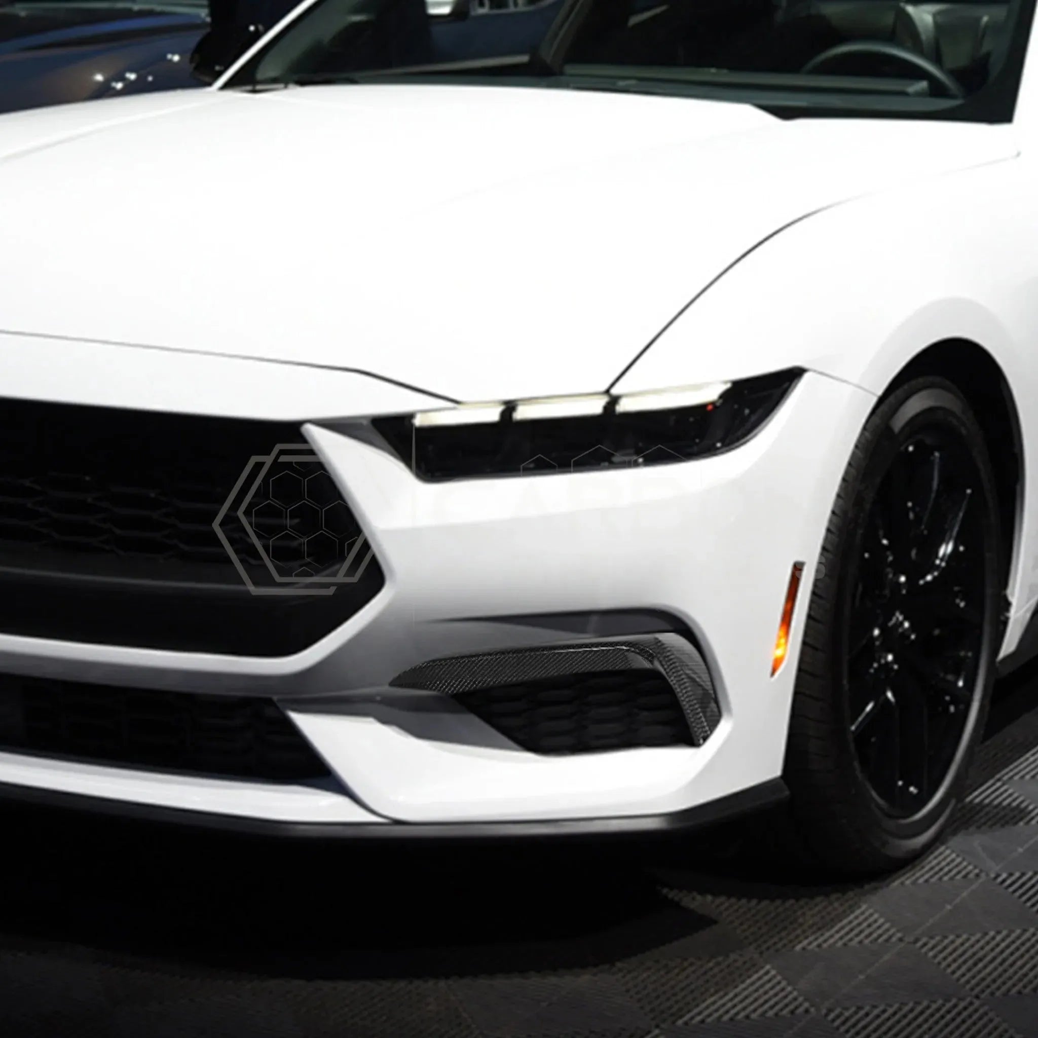 2024+ S650 Mustang EcoBoost Real Carbon Fiber Bumper Grill Trim Covers