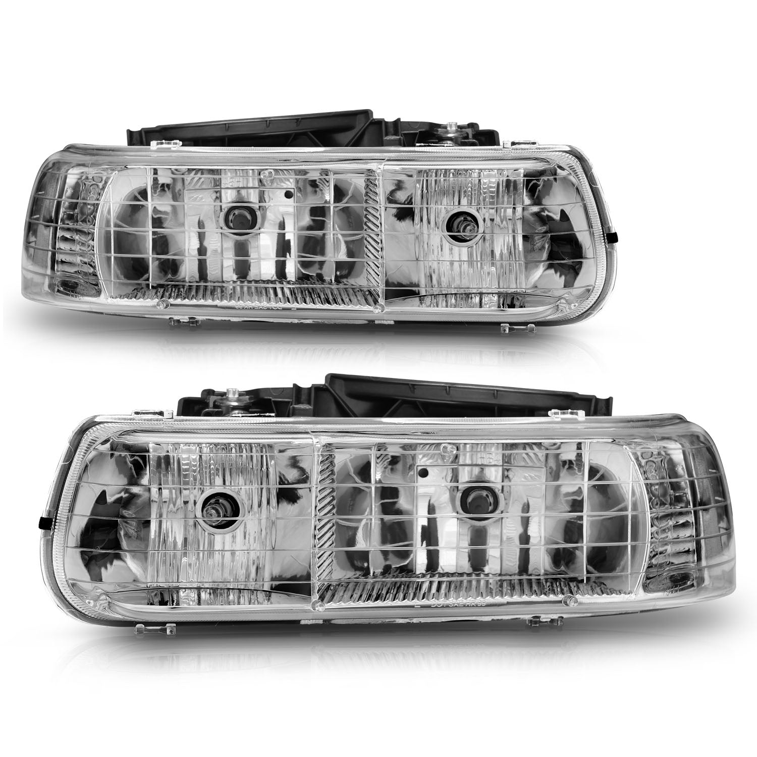 CHEVY SILVERADO 1500/2500 99-02 / 3500 01-02 / SUBURBAN/TAHOE 00-06 CRYSTAL HEADLIGHTS CHROME