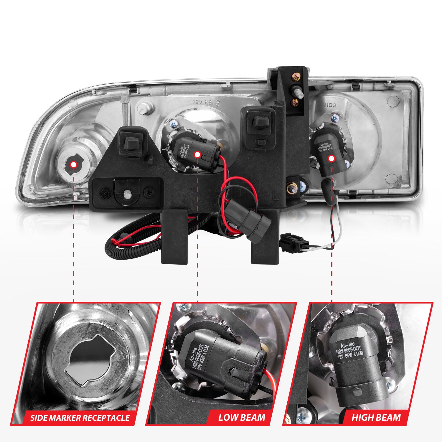 CHEVY S-10 / S-10 BLAZER 98-04 PROJECTOR LED HALO HEADLIGHTS BLACK