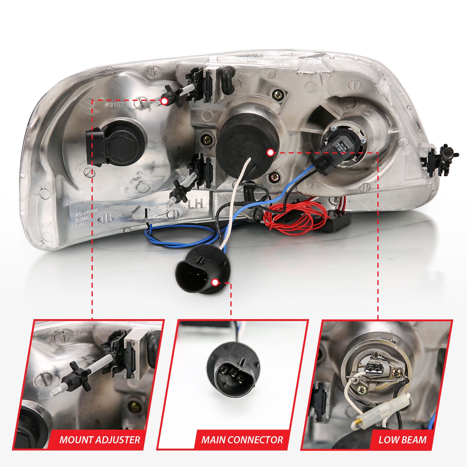 FORD F-150 97-03 / EXPEDITION 97-02 1 PC PROJECTOR HEADLIGHTS CHROME W/ HALO & LED