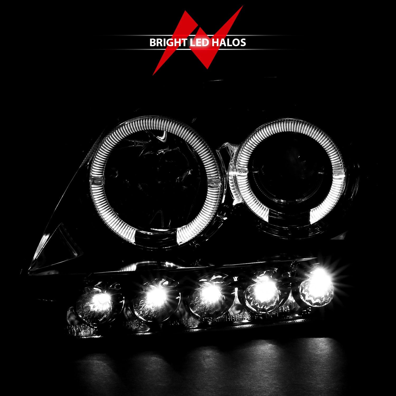 FORD F-150 97-03 / EXPEDITION 97-02 1 PC PROJECTOR HEADLIGHTS CHROME W/ HALO & LED
