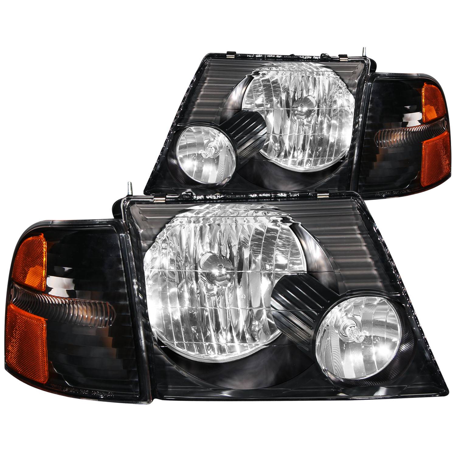 FORD EXPLORER 02-05 CRYSTAL HEADLIGHTS BLACK W/ CORNER LIGHT 2PC